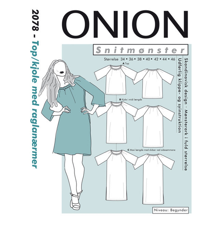 I virkeligheden Ære Had Onion 2048, top/kjole med raglanærmer - Stofgiganten.dk