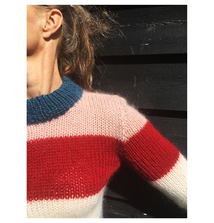 Cater Byen vinder Strikkeopskrift til bred stribet mohairsweater, Stofgiganten