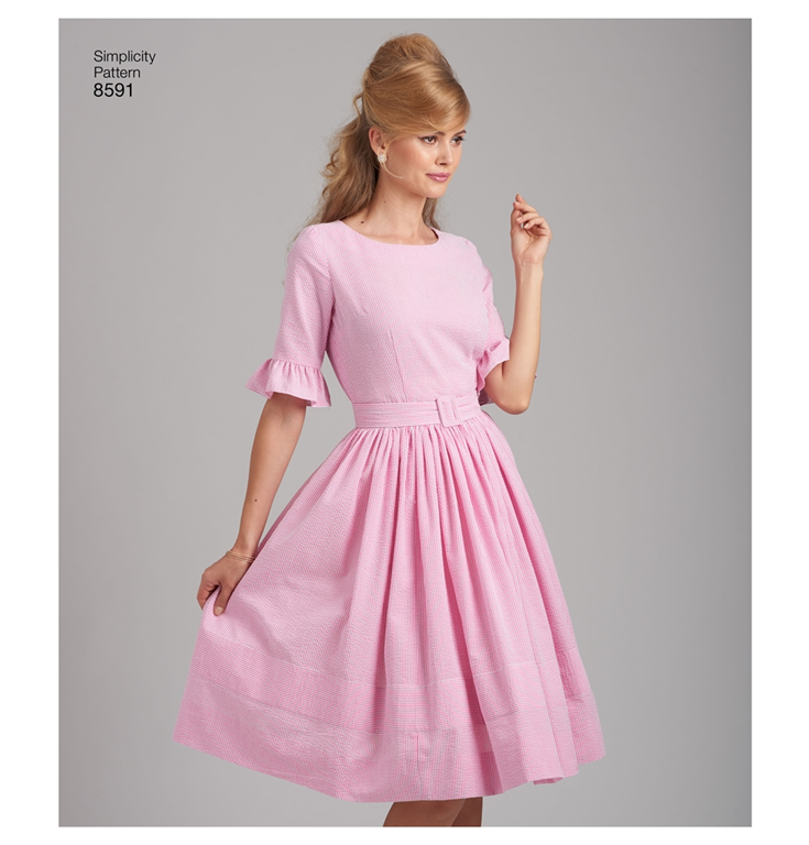 optager Vil ikke skæbnesvangre Simplicity 8591D5 - 60'er vintage kjole med 3 variationer.
