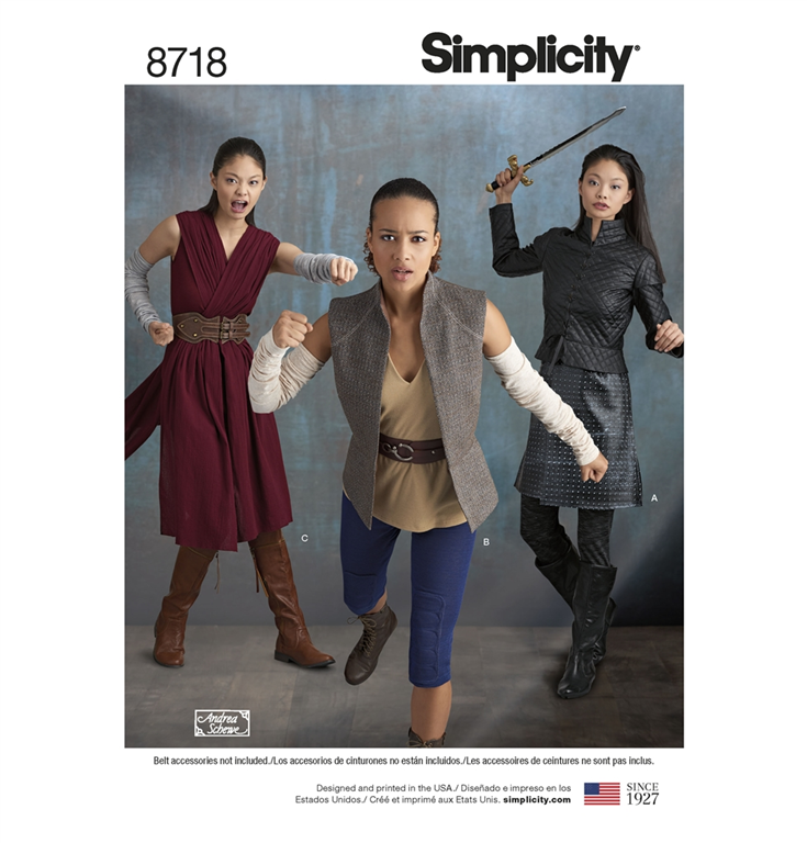 stå på række Forskudssalg kaptajn Simplicity 8718R5 - kostume fantasy, kung-fu med 3 variationer.