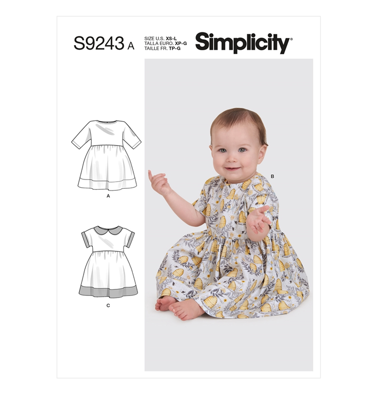 S9243A - baby kjole 3 variationer.