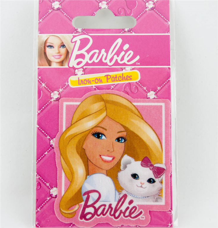 Strygemærke med Barbie med kat - Ca. 6,7 * 5,6 cm.